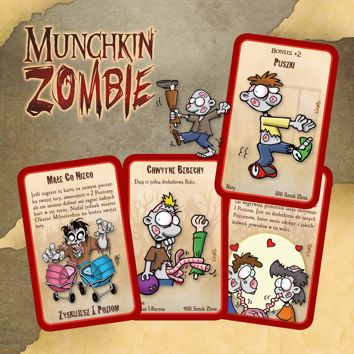 Wizualizacja wybranych kart Munchkin Zombie